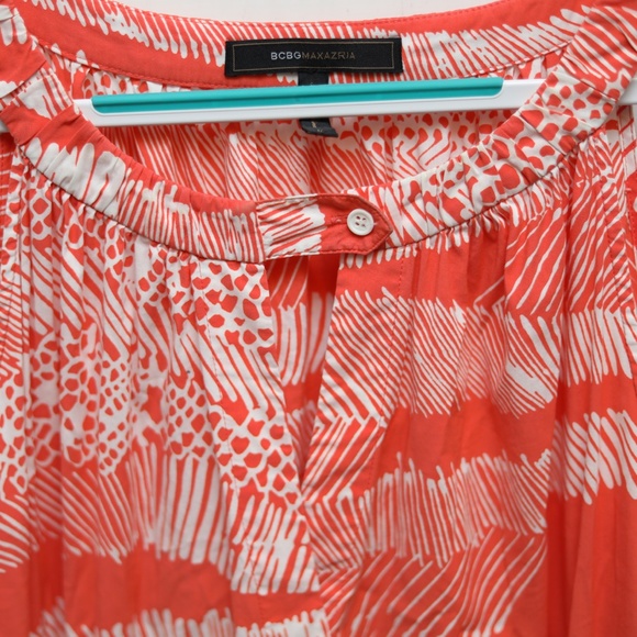 BCBGMaxAzria Summer Sleeveless Halter Shift Dress Orange Zebra Tribal Size M - Picture 5 of 9